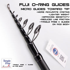 RIFT Venture telescopic rod with rubber grips for comfortable fishing sessions.