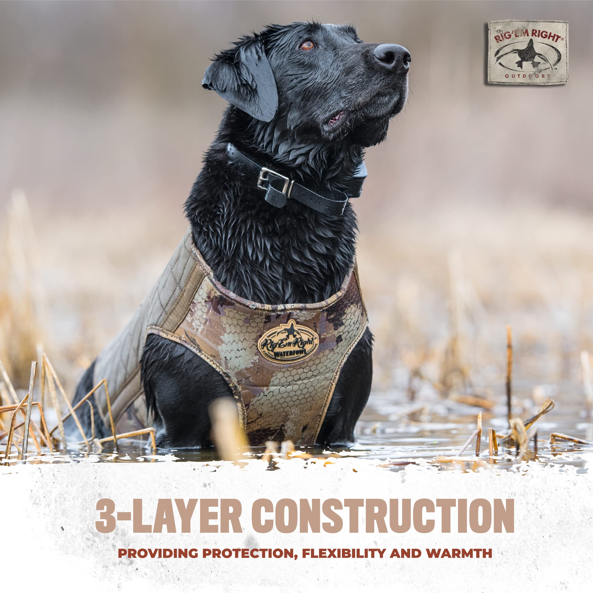 Rig Em Right Bloodline Elite vest chest 5mm neoprene provides flexibility and warmth in action.