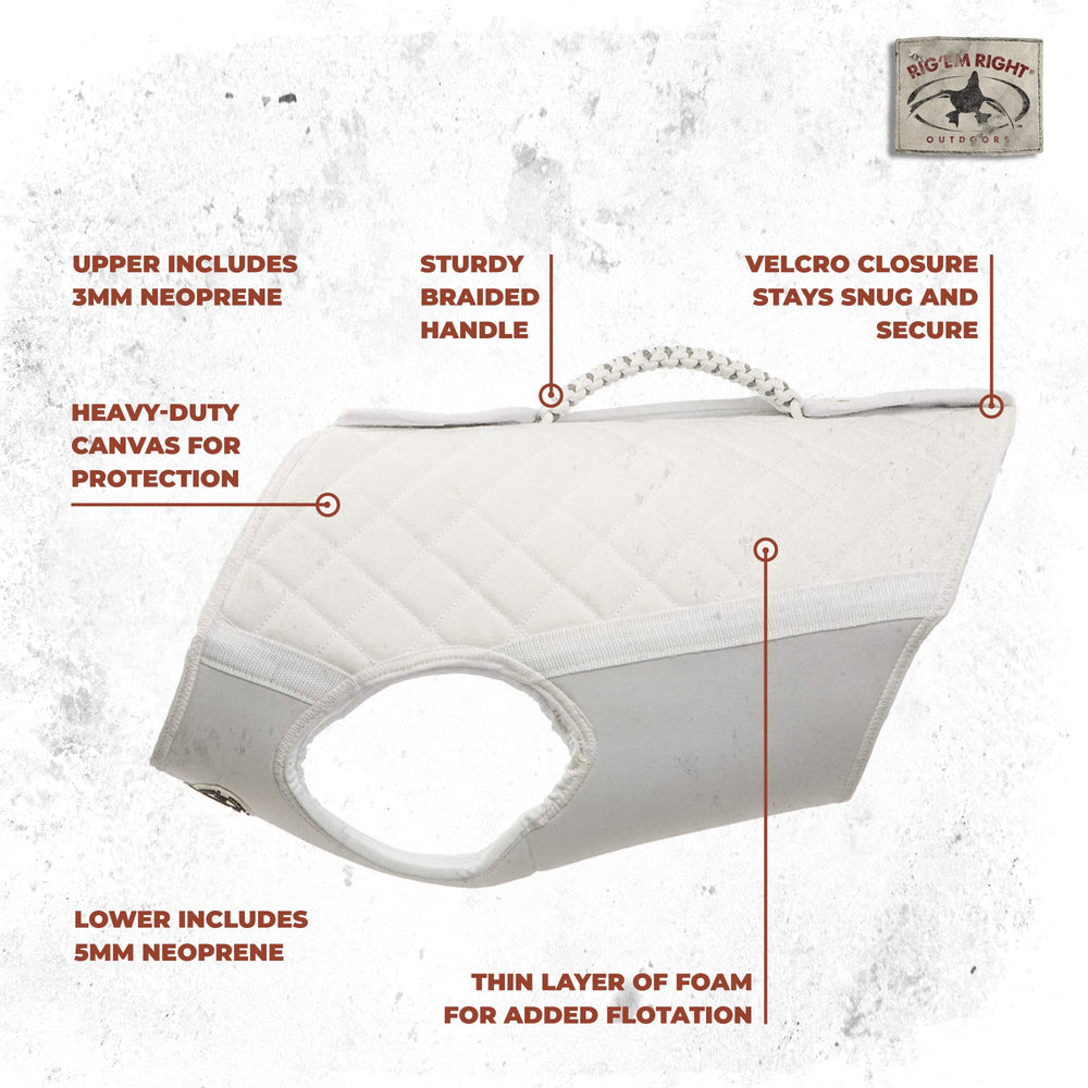 Rig Em Right Bloodline Elite vest chest detail—5mm neoprene for mobility and warmth.