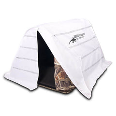 Rig'Em Right Bully Bird blind in snow camouflage shows ultra-quick field setup.