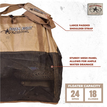 Rig Em Right decoy bag wide mouth for quick loading with anchor system