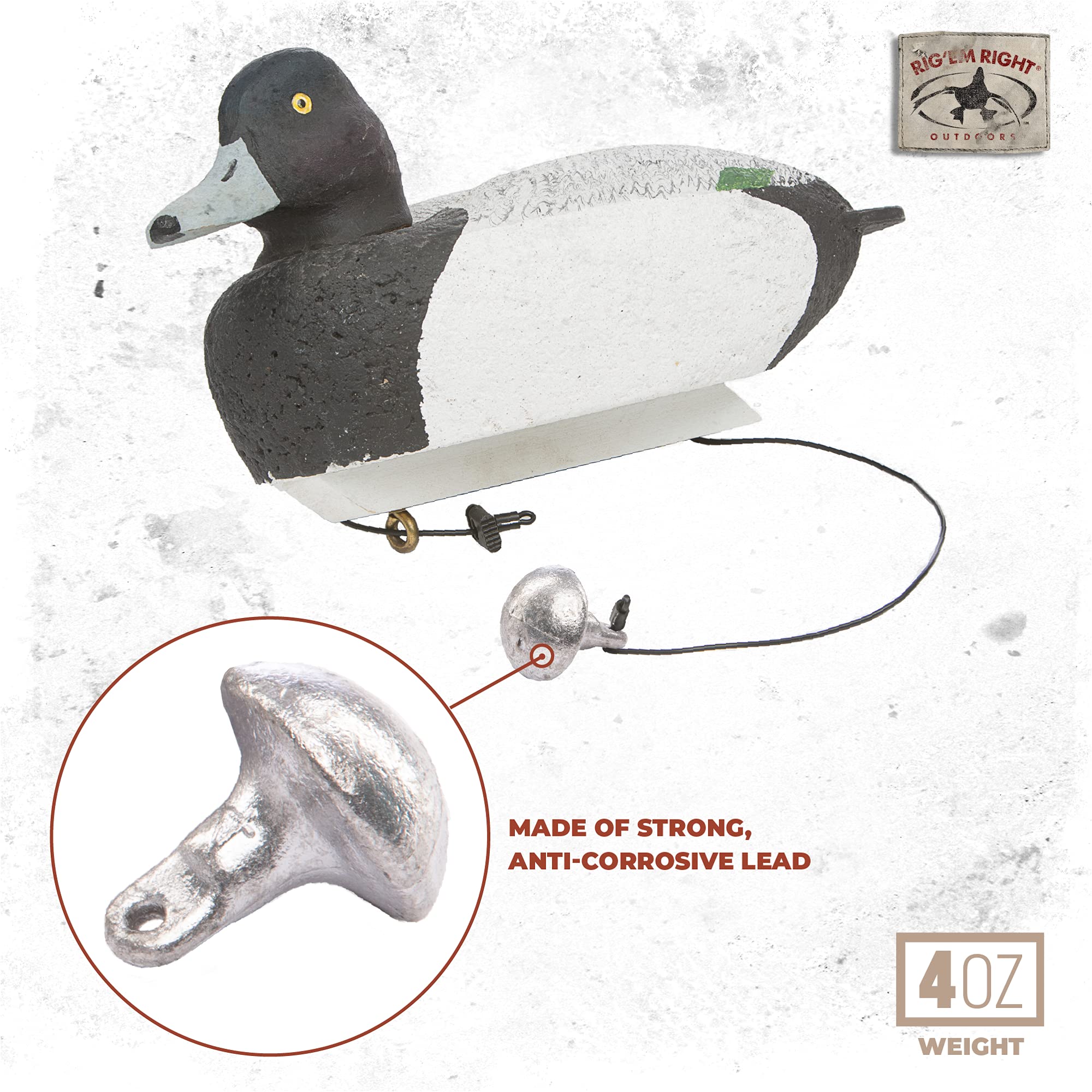 Rig Em Right mushroom weight for deep-water decoy rigs.