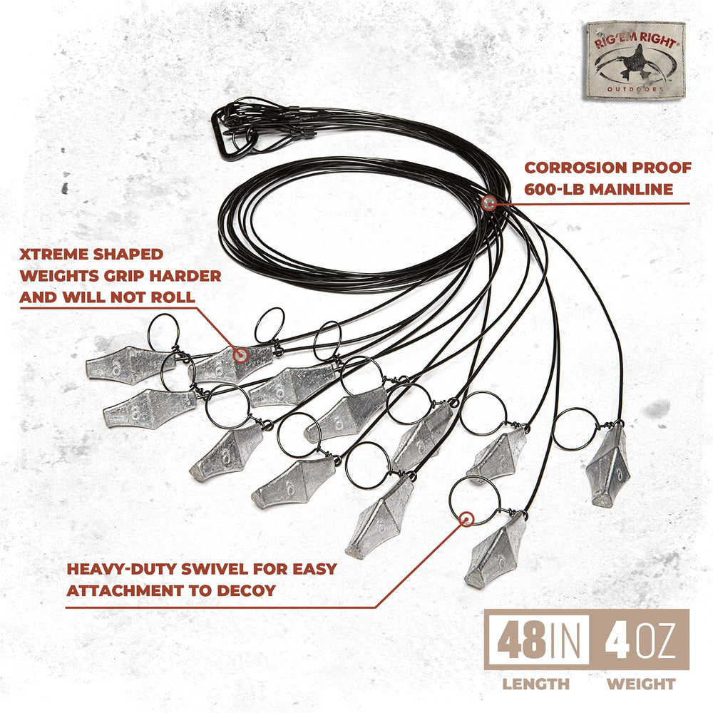 Rig Em Right heavy-duty swivels attached to waterfowl decoys