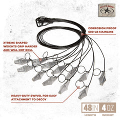 Rig Em Right heavy-duty swivels attached to waterfowl decoys