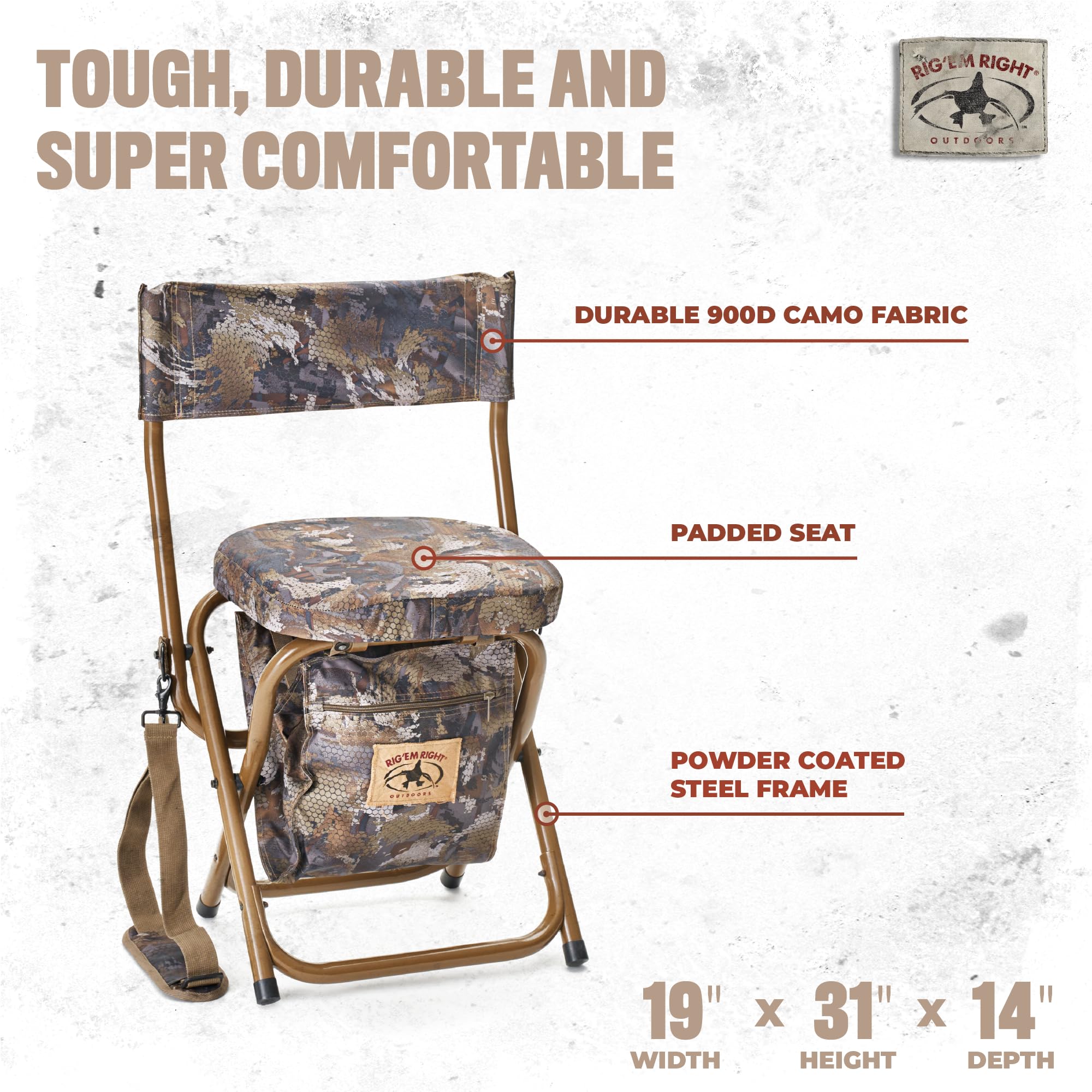 Rig Em Right Hyde stool backrest provides upright support while aiming.