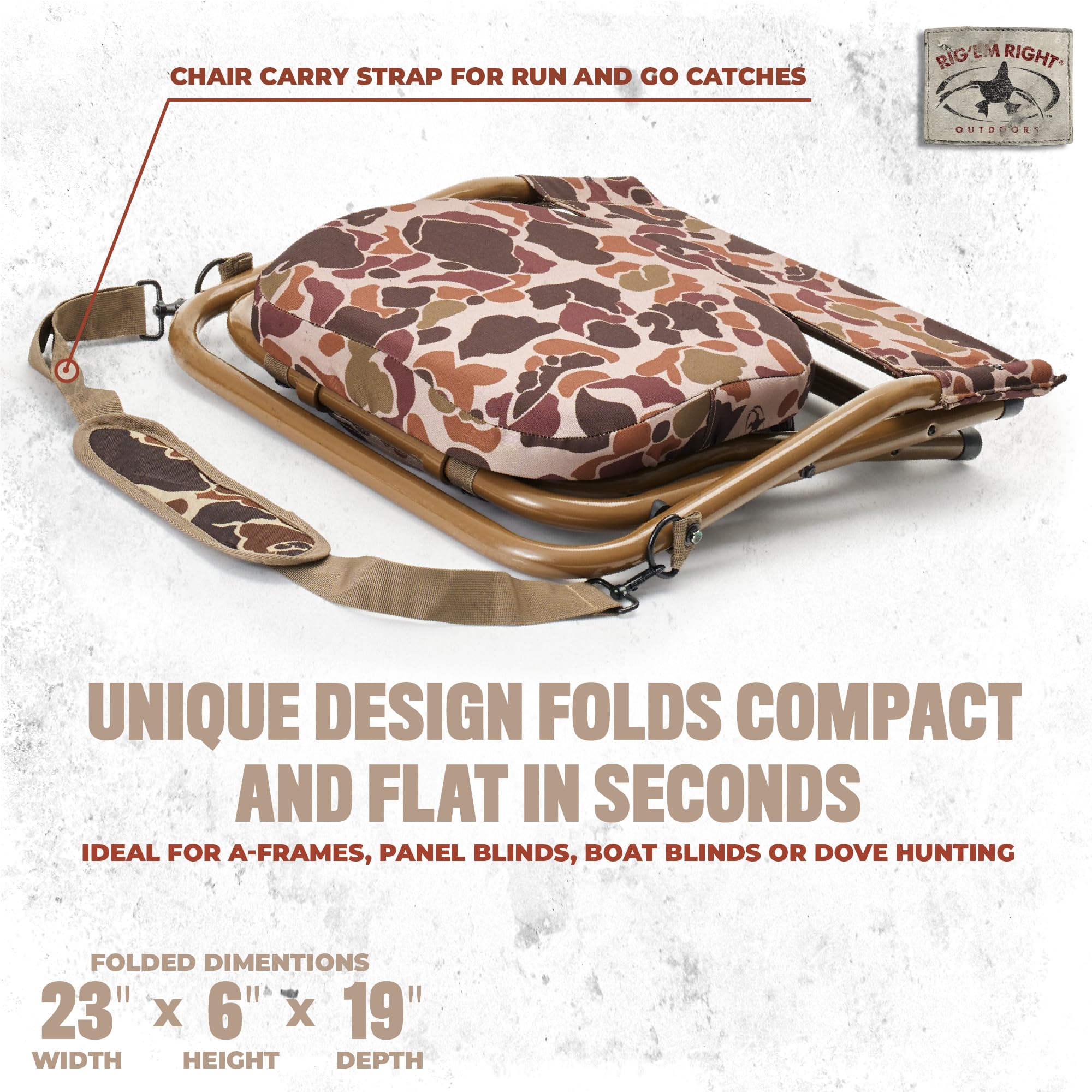 Rig Em Right Hyde Stool camouflage detail highlights rugged construction.