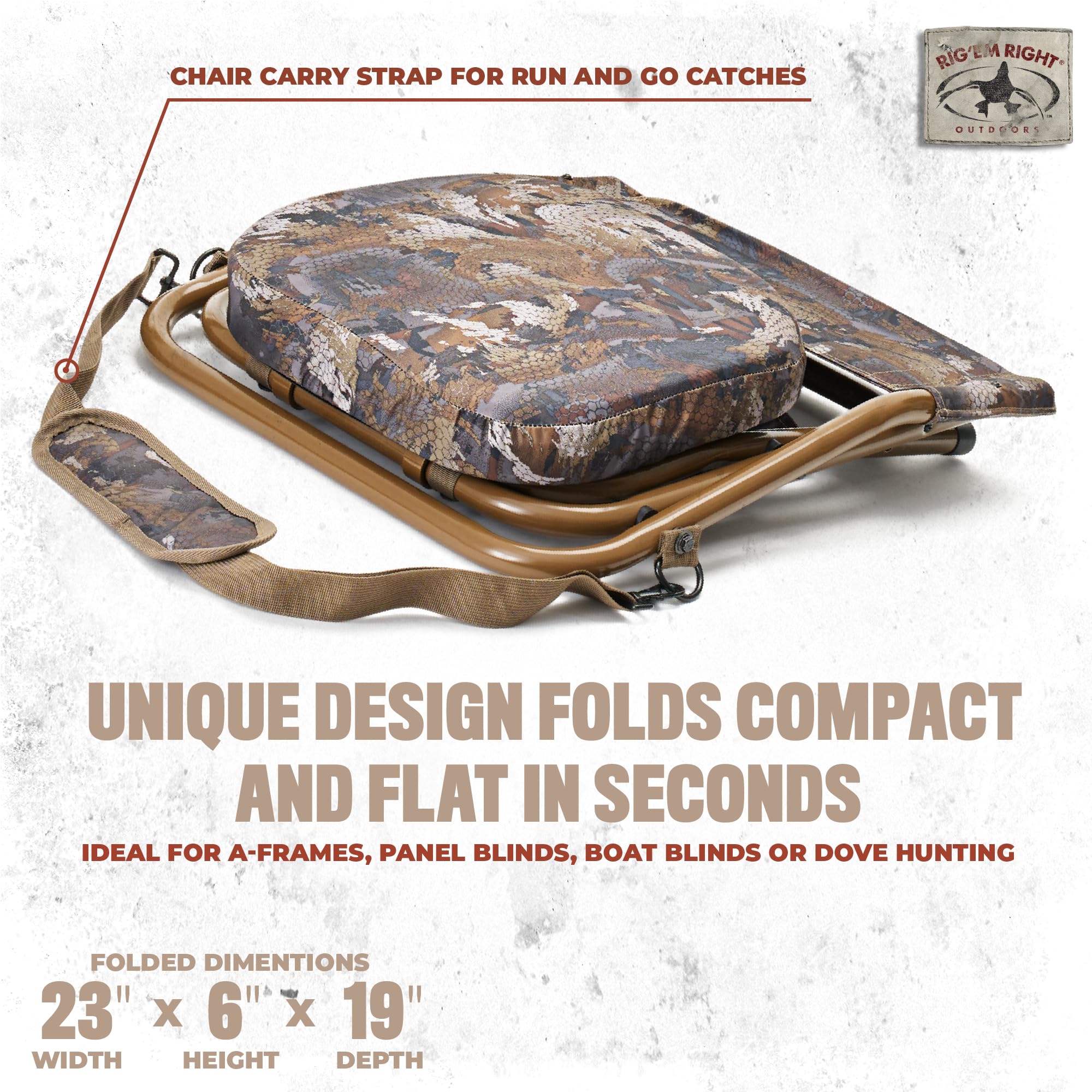 Rig Em Right Hyde stool camouflaged in Gore Optifade Timber for stealth.