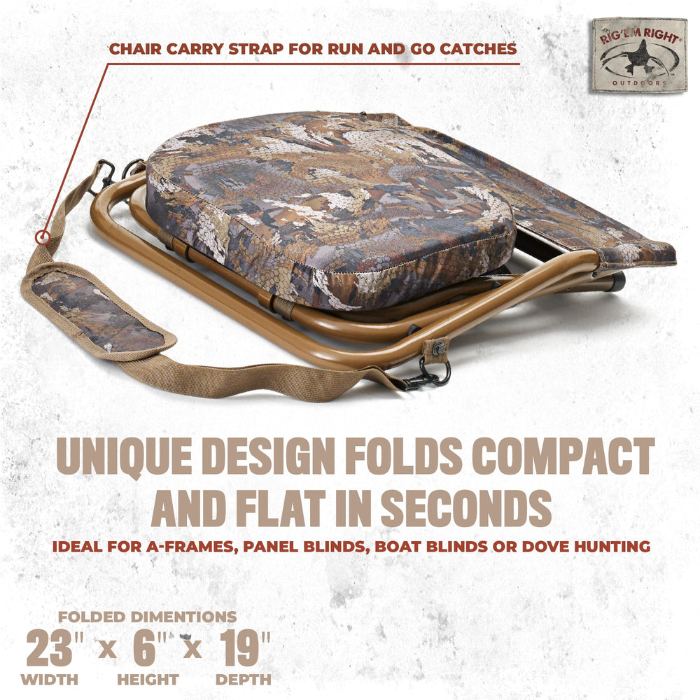 Rig Em Right Hyde stool camouflaged in Gore Optifade Timber for stealth.