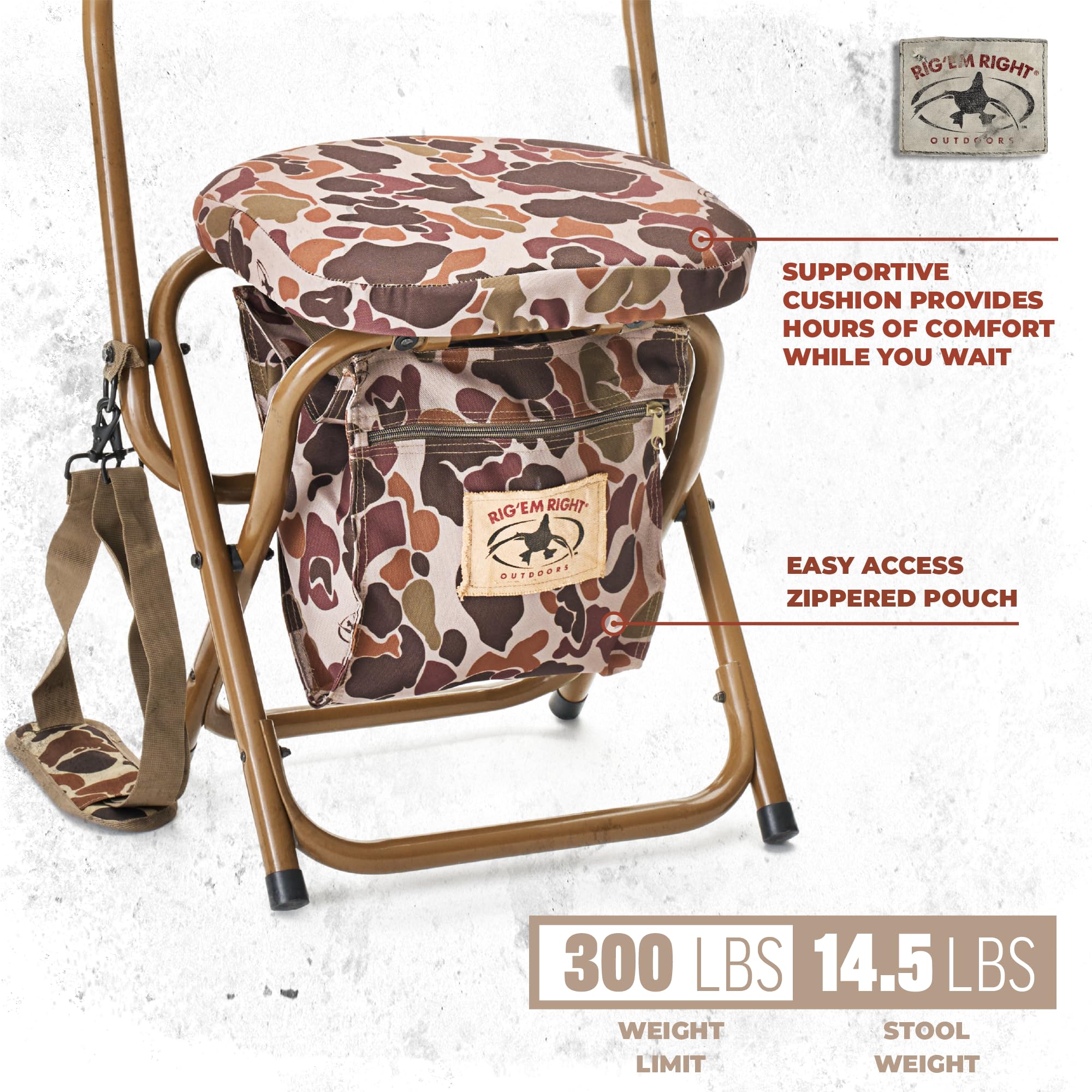 Rig Em Right Hyde Stool in dove hunting field with Gore Optifade Brown camo.