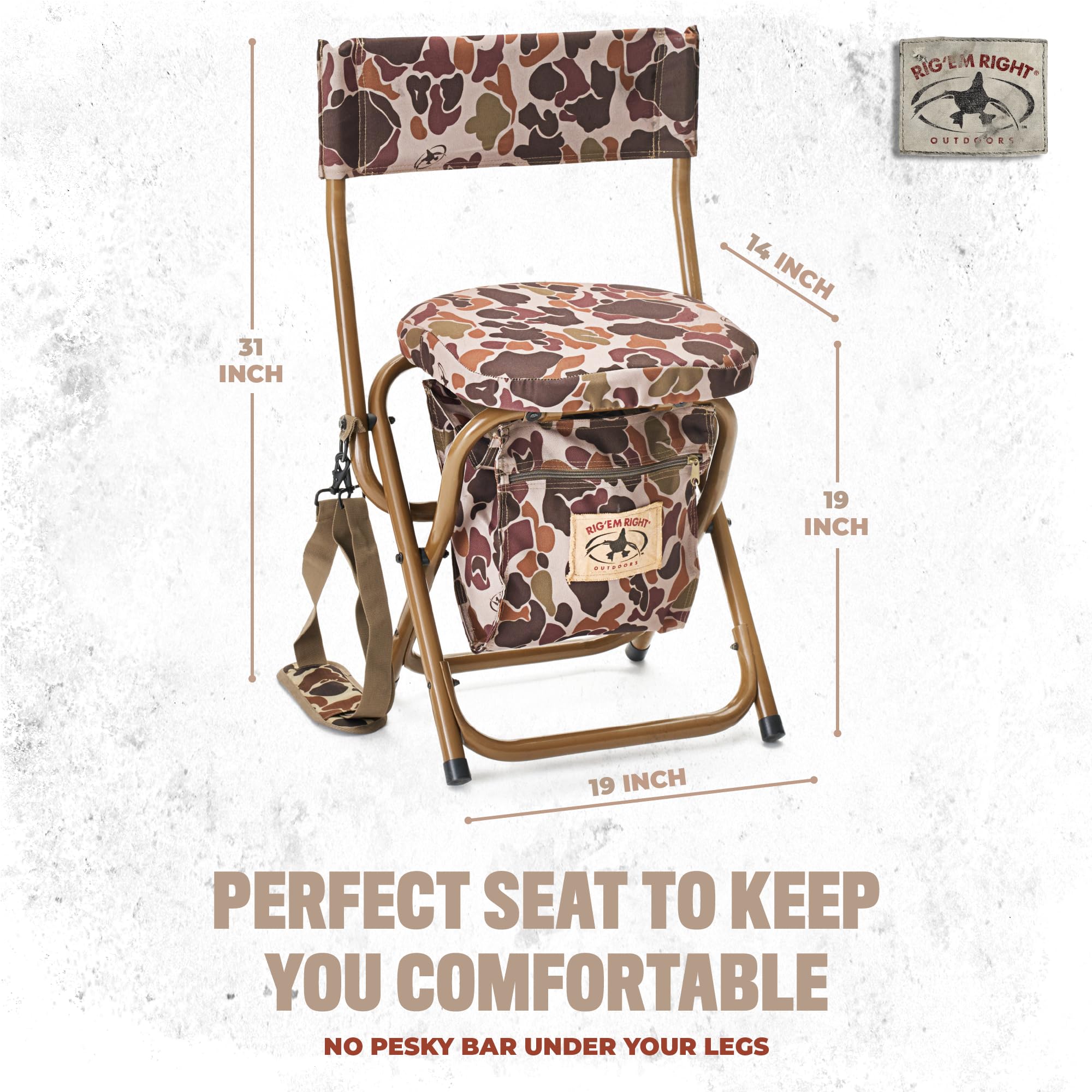 Rig Em Right Hyde Stool with padded seat and backrest offers comfortable support.