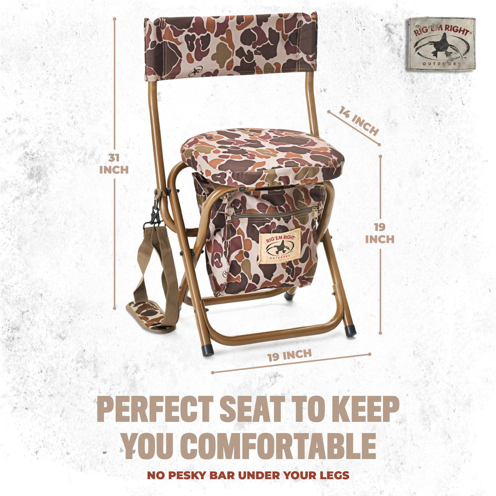 Rig Em Right Hyde Stool with padded seat and backrest offers comfortable support.