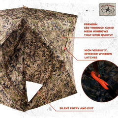 Rig'Em Right HydeOut XL blind Subalpine camo close-up enhances concealment and flexibility.