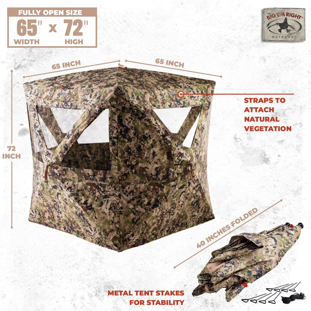 Rig'Em Right HydeOut XL blind compact-pack view demonstrates portable, field-ready design.