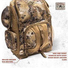 Rig'Em Right Lowdown Floating Backpack Optifade Timber internal compartment highlights large gear or laptop storage.