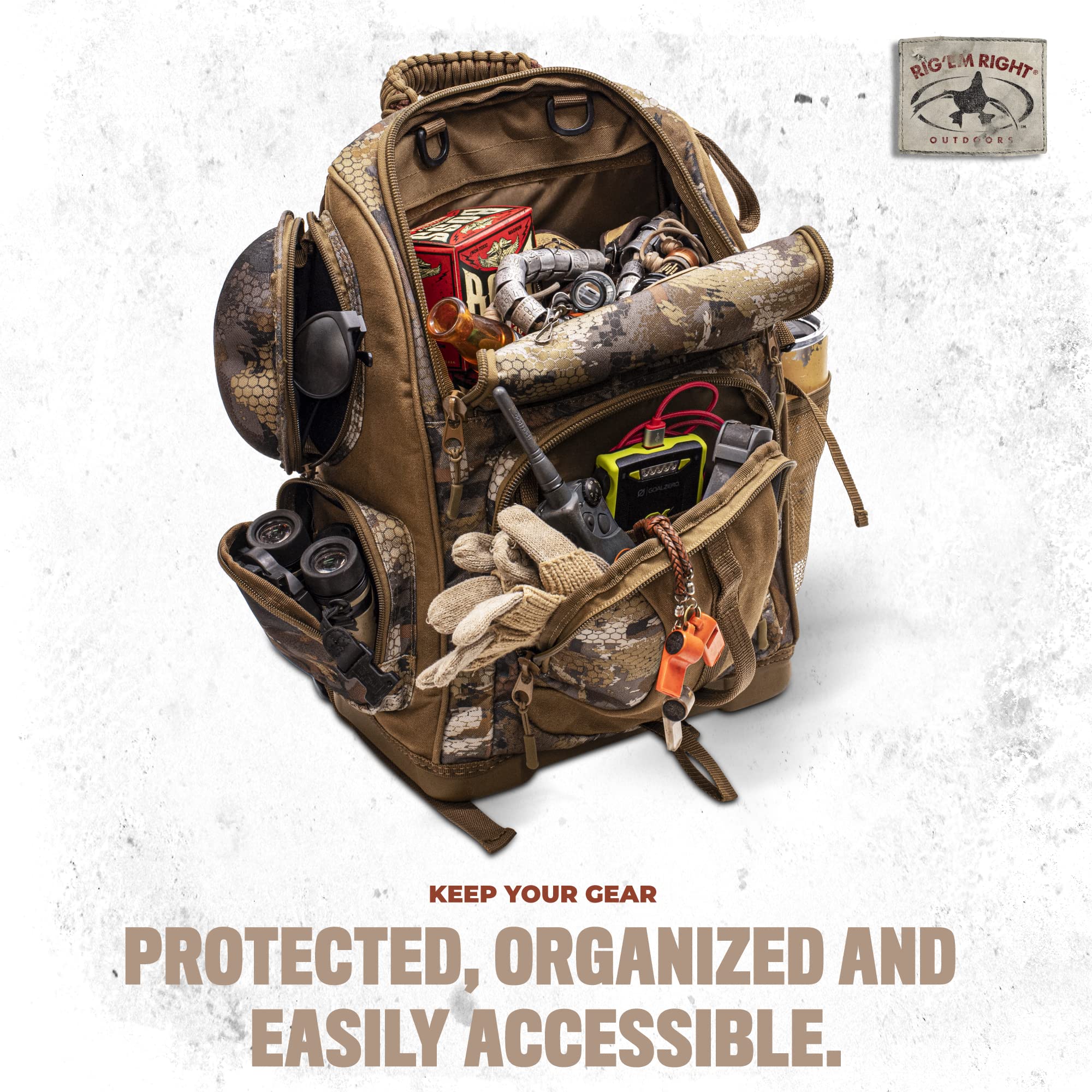 Rig'Em Right Lowdown Floating Backpack Optifade Timber padded backrest and straps ensure comfortable carry.
