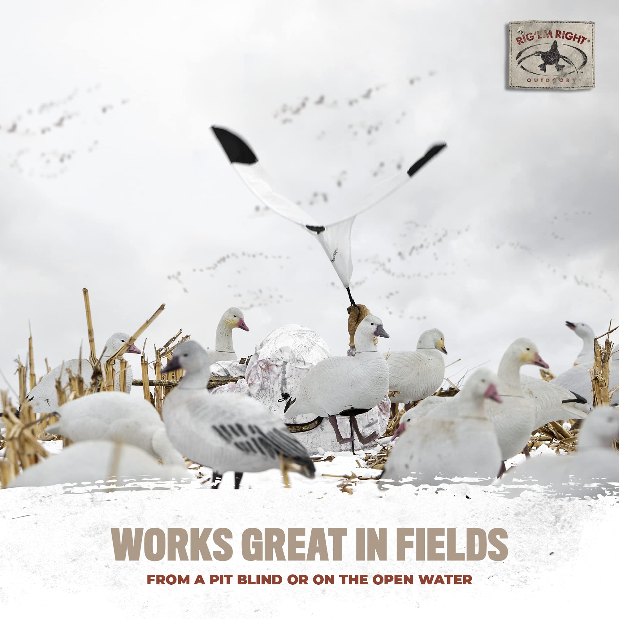 Rig'Em Right Snow Goose Flag durable construction withstands rugged field use.