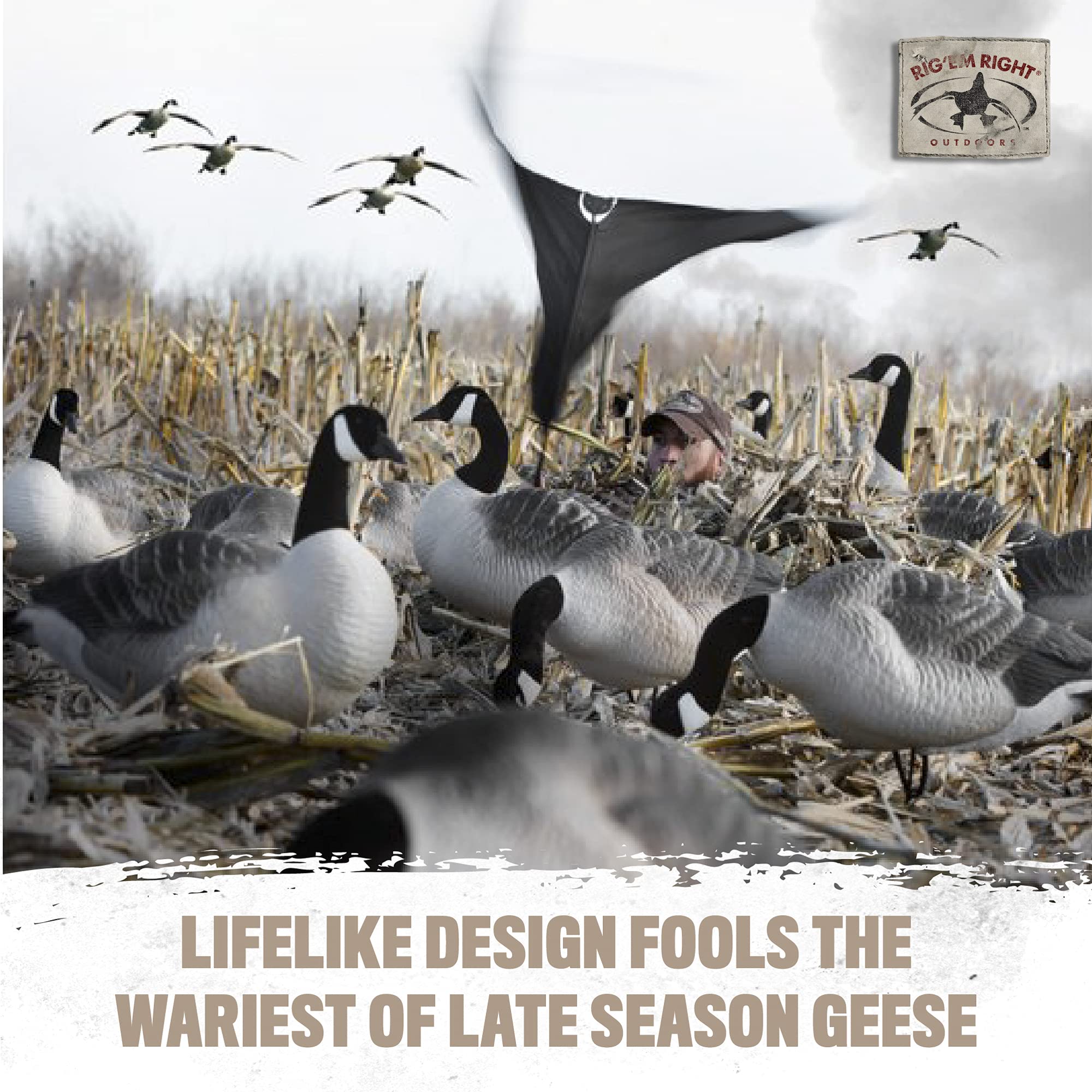 Rig'Em Right Snow Goose Flag open water setup demonstrates versatile hunting use.