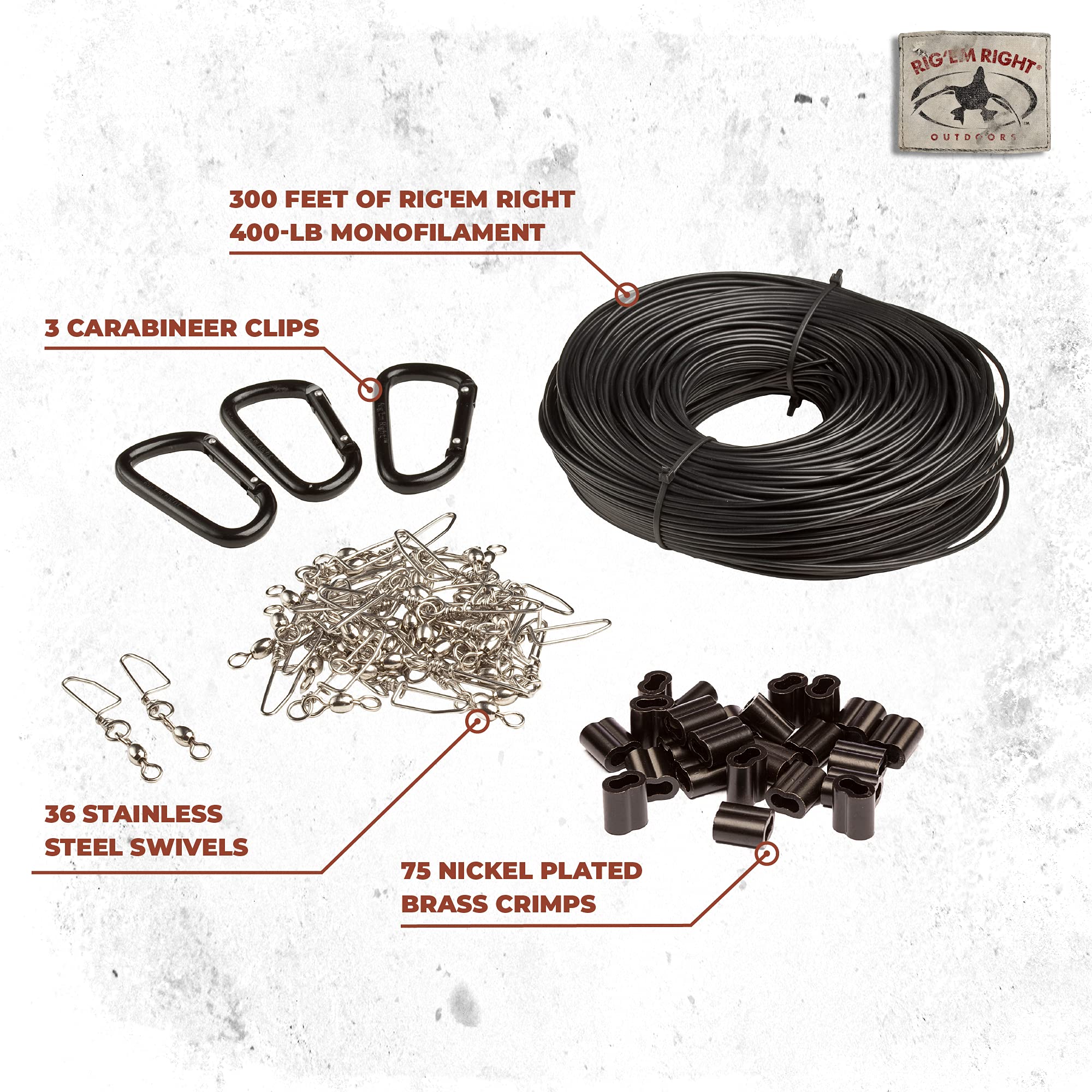 Rig Em Right stainless steel swivels ready for long-lasting decoy setups.