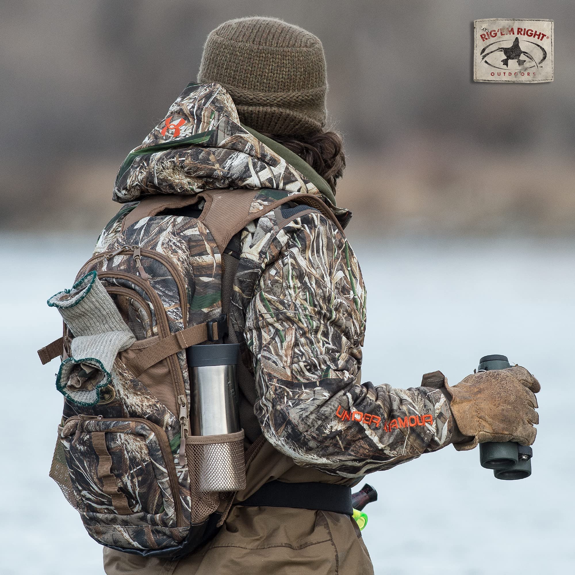 Rig Em Right Stump Jumper shoulder straps close-up shows padded comfort for all-day hunts.