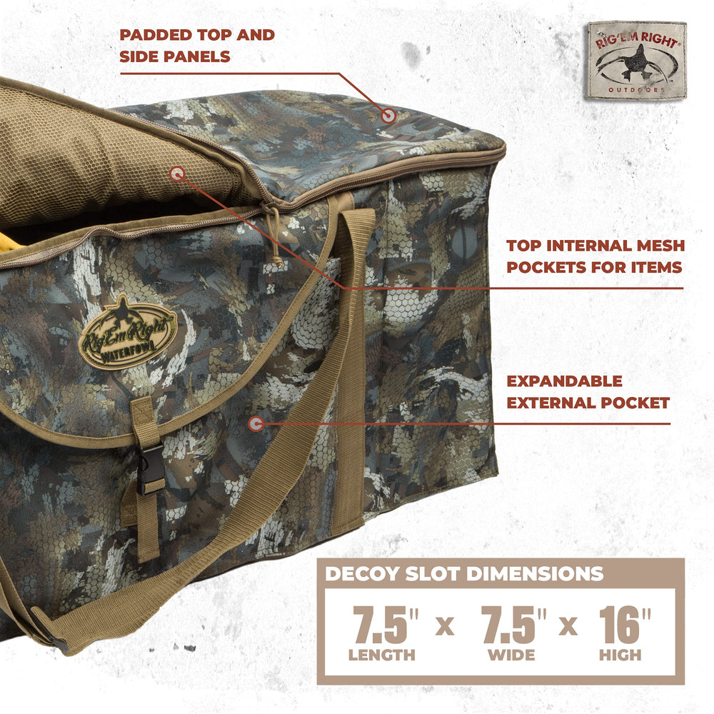 Rig'Em Right bag interior pockets organize decoy weights and accessories.