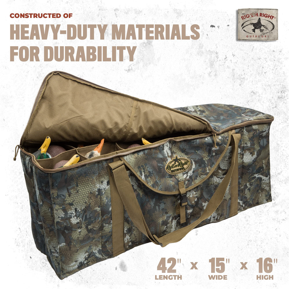Rig'Em Right bag with padded sides protecting decoys during transport.