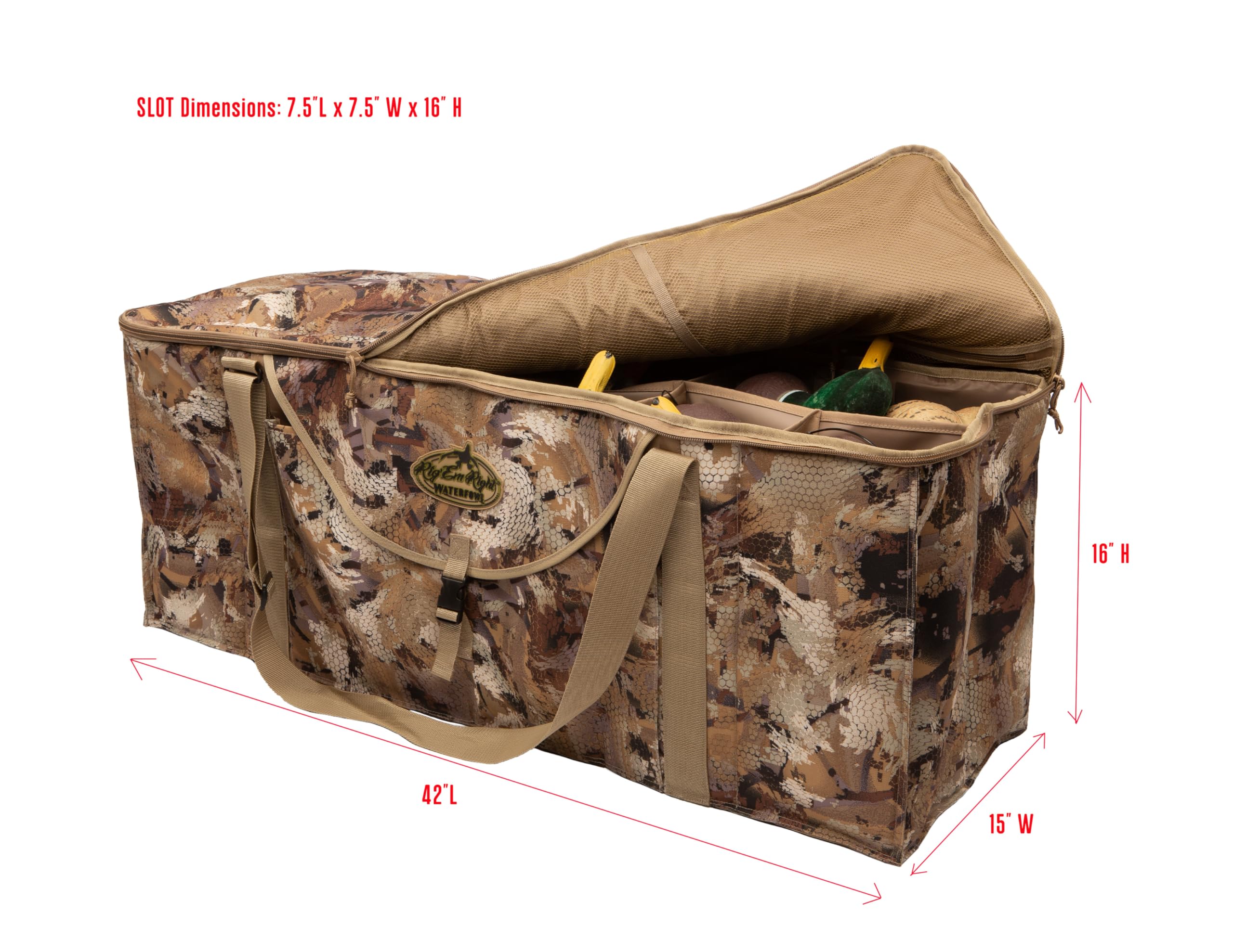 Rig Em Right bag's bottom drains help shed moisture after wet retrieves.