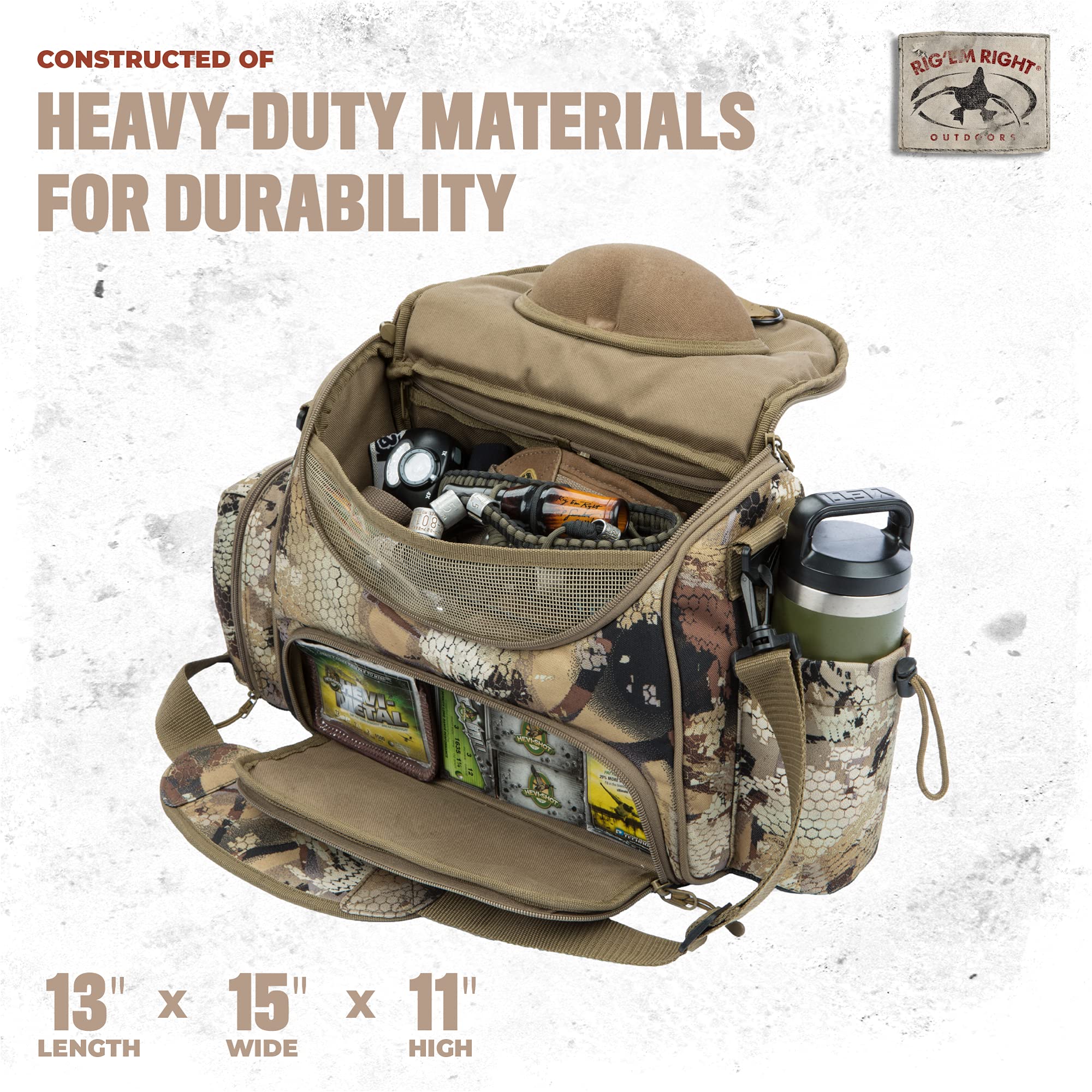 Rig Em Right waterfowl bag drink holder keeps hydration within reach.