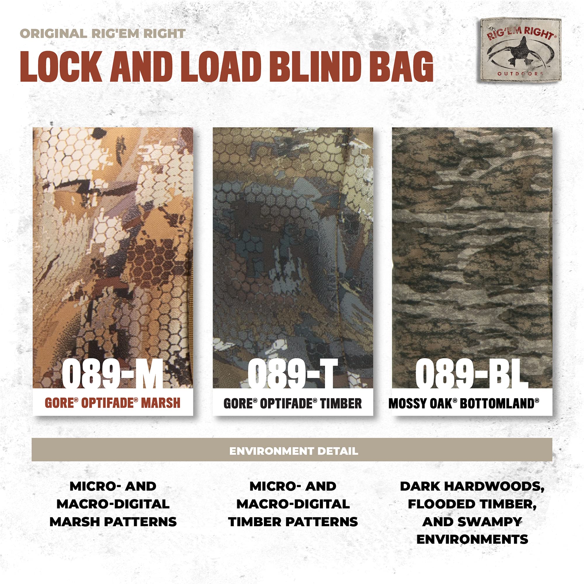Rig Em Right waterfowl bag hanging clip offers versatile mounting on nails or hooks.