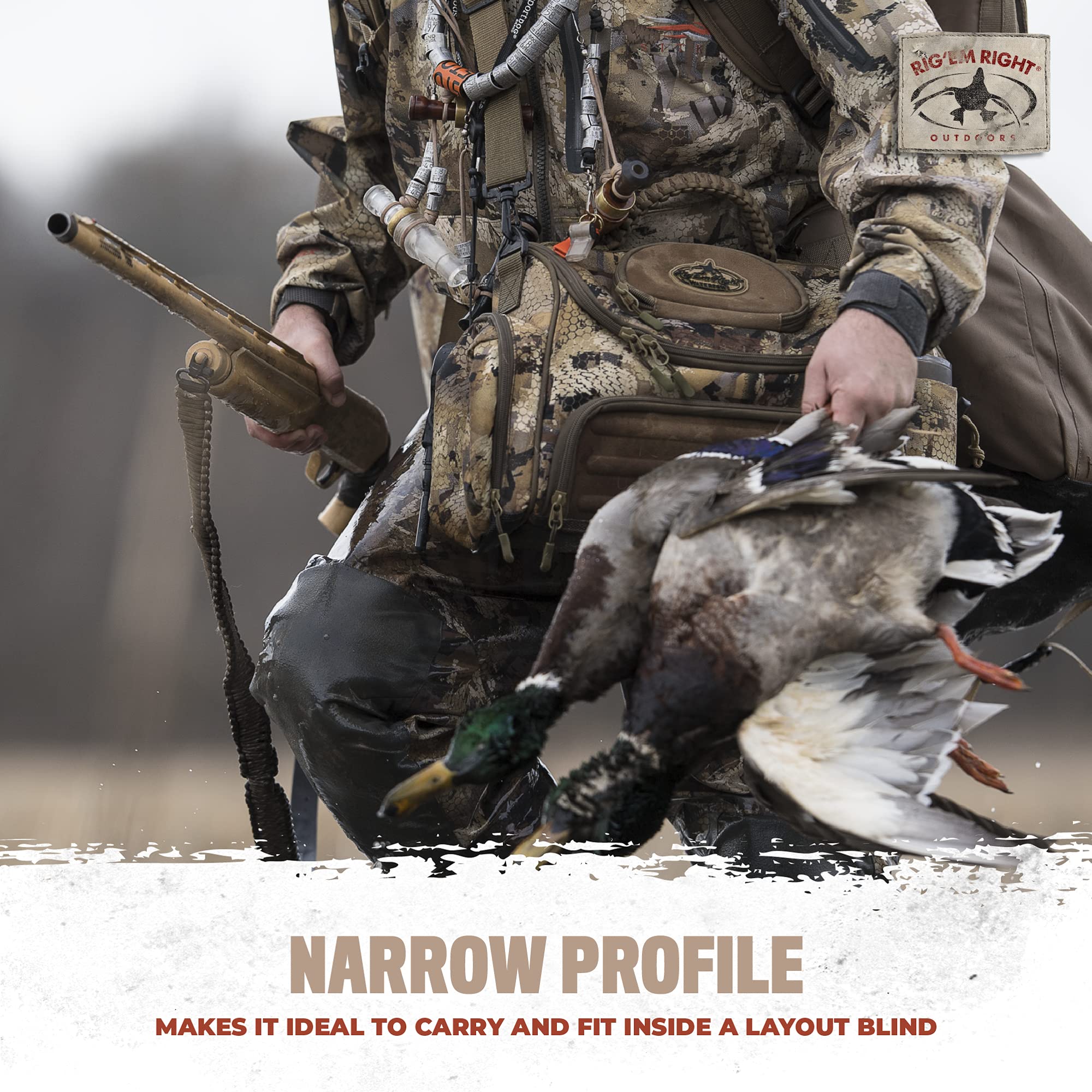 Rig Em Right waterfowl bag sunglasses case protects eyewear during marsh hunts.