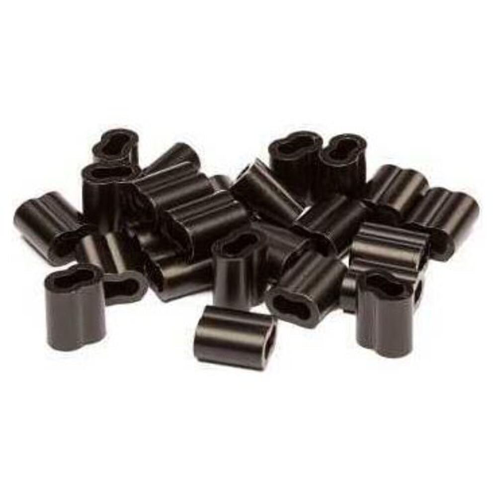 Rig'Em Right black aluminum decoy cord crimps for durable, adjustable PVC decoy lines