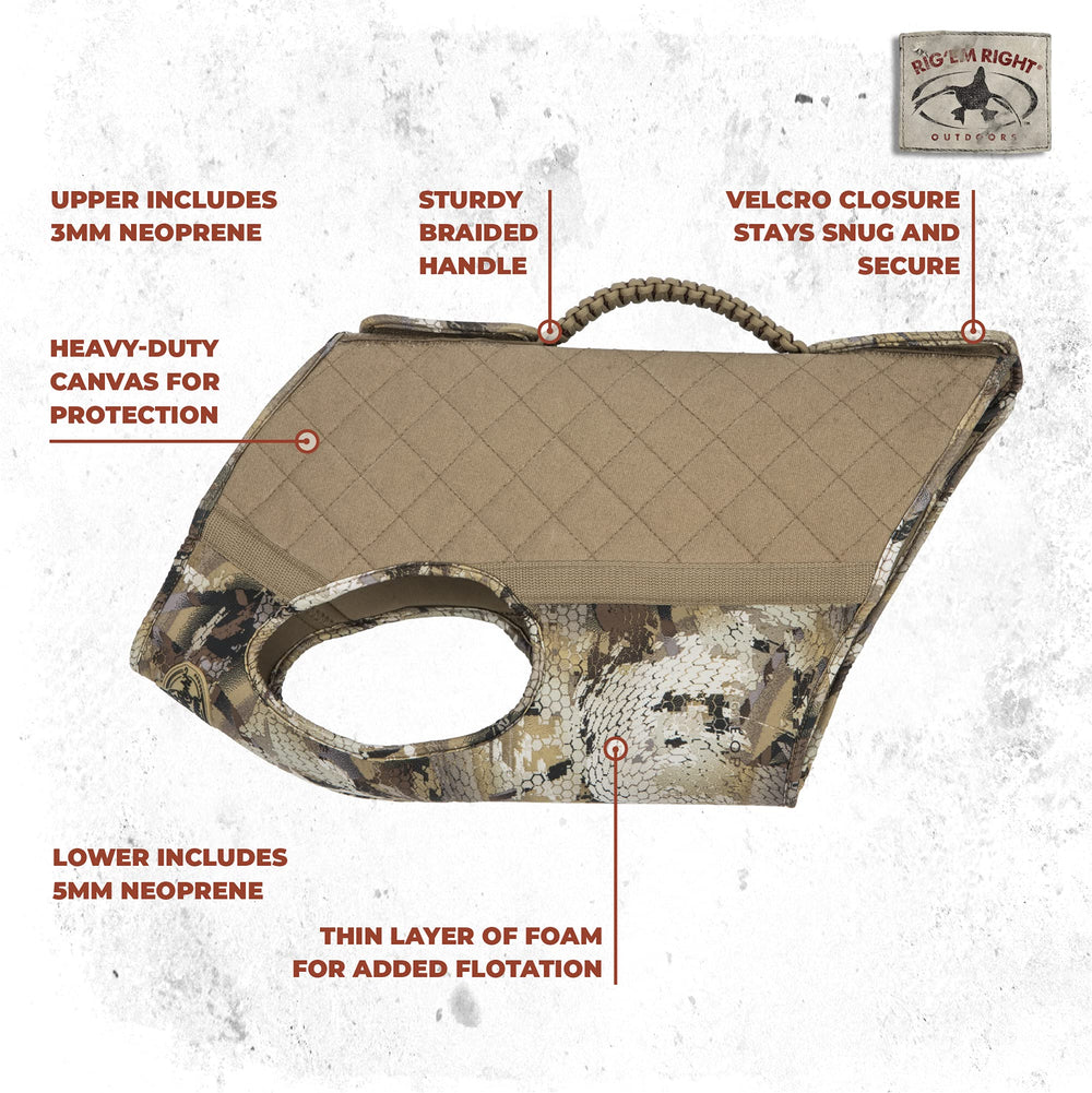 Rig'Em Right Bloodline Vest side view demonstrates flexible 3-layer design for active retrieves.