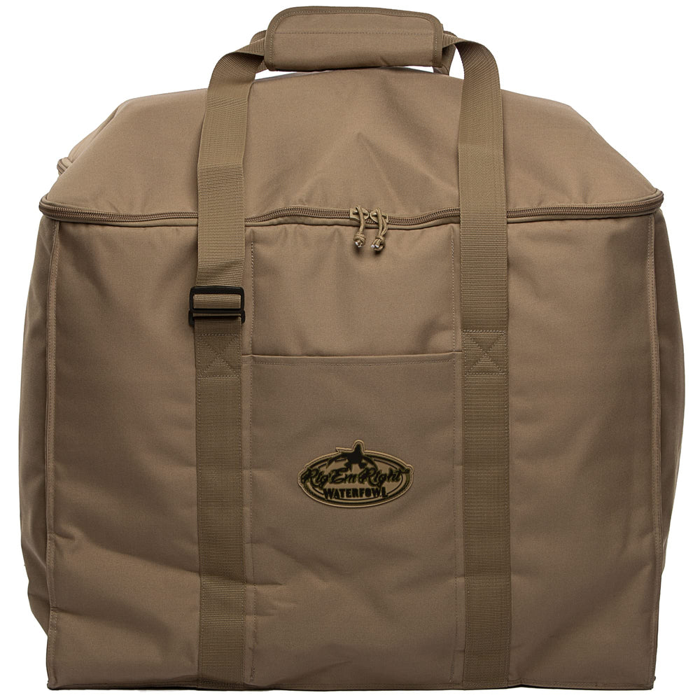 Rig Em Right Waterfowl Deluxe 6-Slot bag, top view, protecting decoys in rugged field conditions.