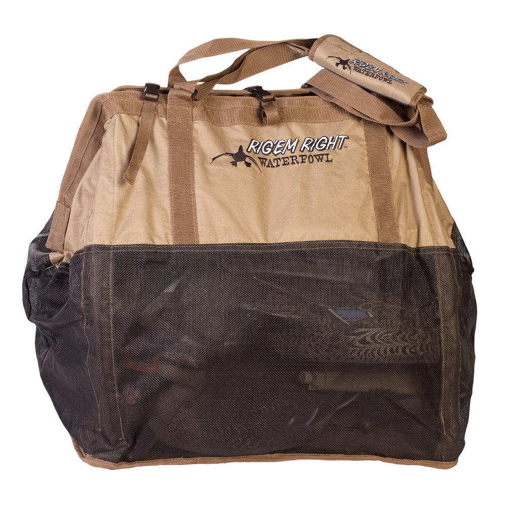 Rig Em Right Gunslinger bag open showing space for 24 duck floaters