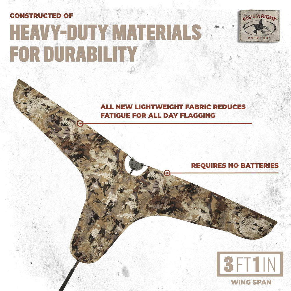 Rig Em Right Hypnotizer flag in Marsh camouflage reverse hides from geese.