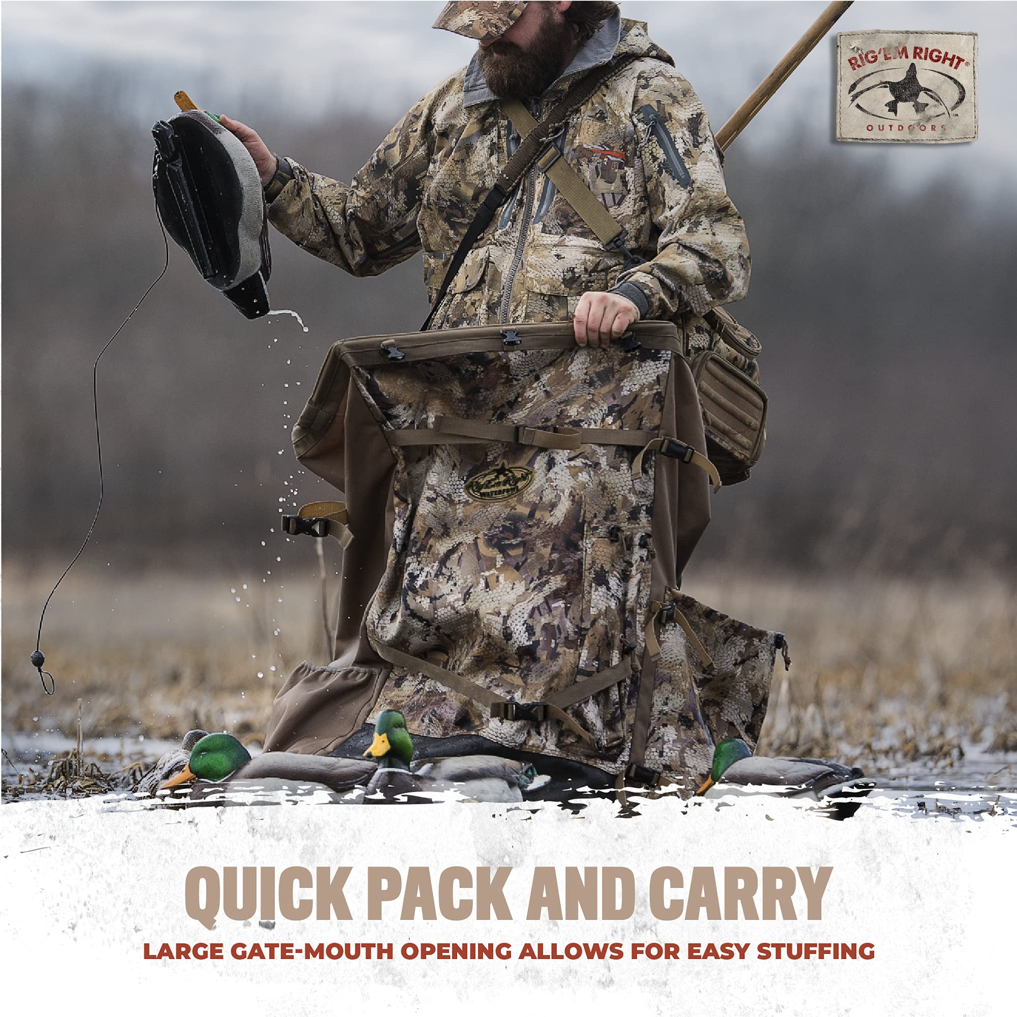 Rig Em Right Waterfowl Refuge Runner backrest detail emphasizing padded support during long hunts.