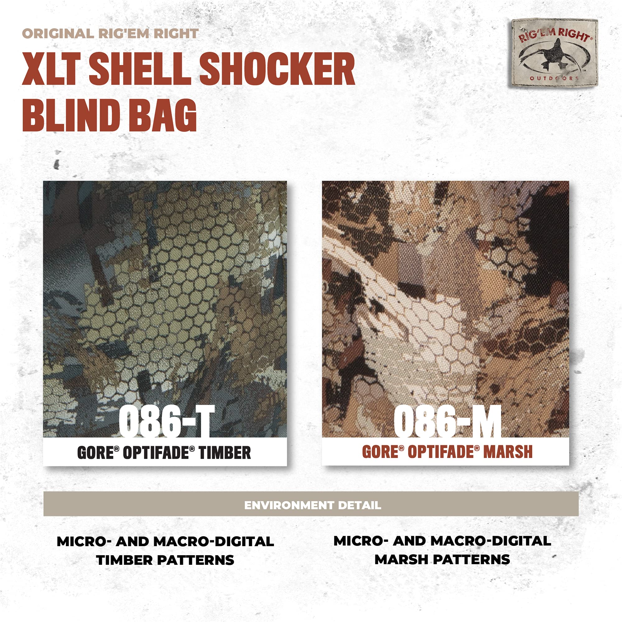 Rig Em Right XLT Gore Optifade Marsh camo blends with marsh habitats