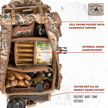 Rig Em Right bag drink-holder view emphasizes convenient hydration on long days afield