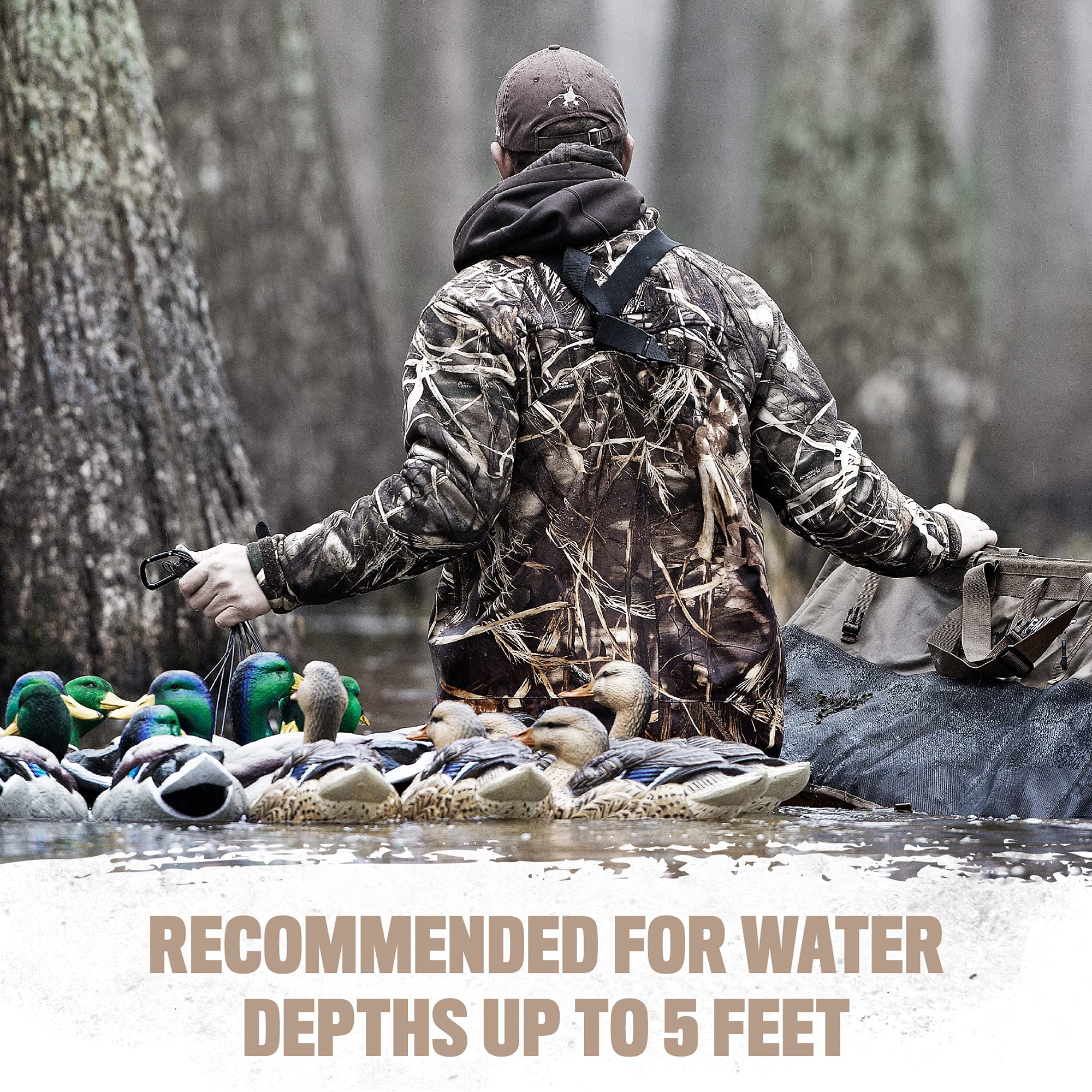 Rig Em Right waterfowl step-up jerk rig 1-5-lb folding anchor provides stable positioning.