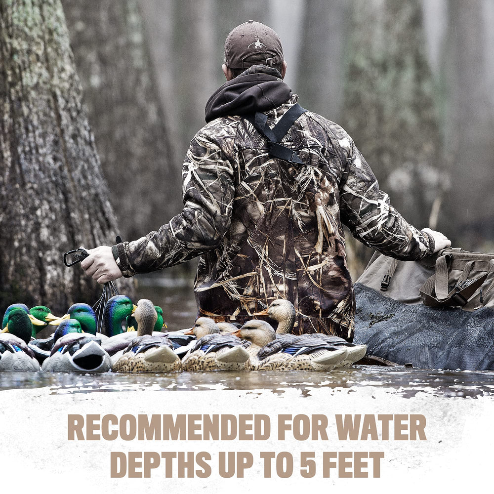 Rig Em Right waterfowl step-up jerk rig 1-5-lb folding anchor provides stable positioning.