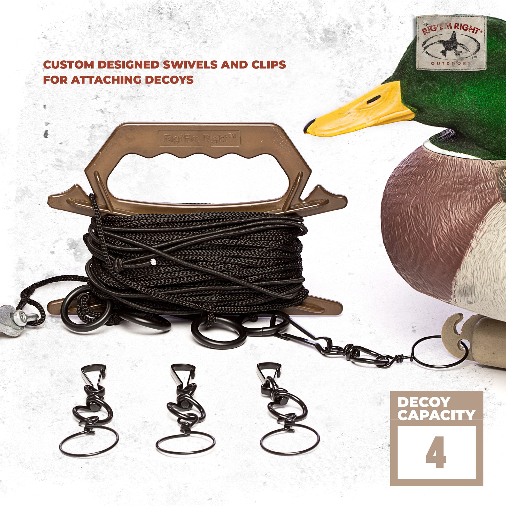 Rig Em Right waterfowl step-up jerk rig floating stuff sack keeps gear accessible and afloat.