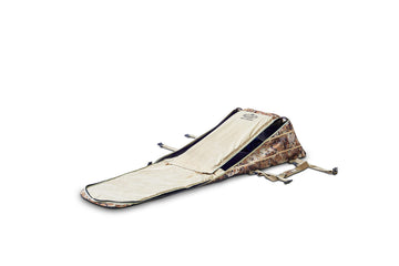 Rig'Em Right Waterfowl Xtreme ghillie blind back view shows padded comfort for all-day hunts.