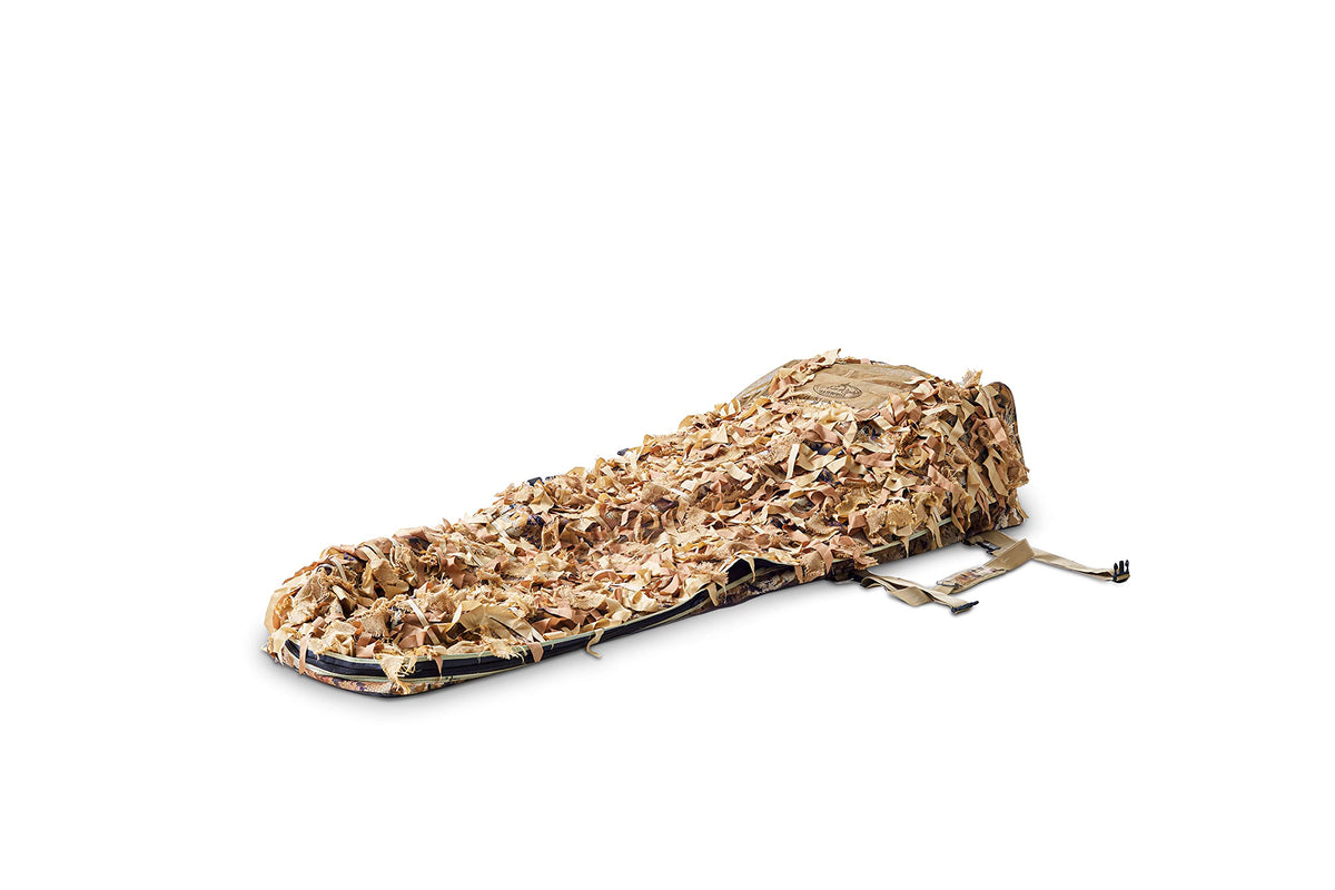 Rig'Em Right Waterfowl Xtreme ghillie blind with prairie cover for marsh concealment.