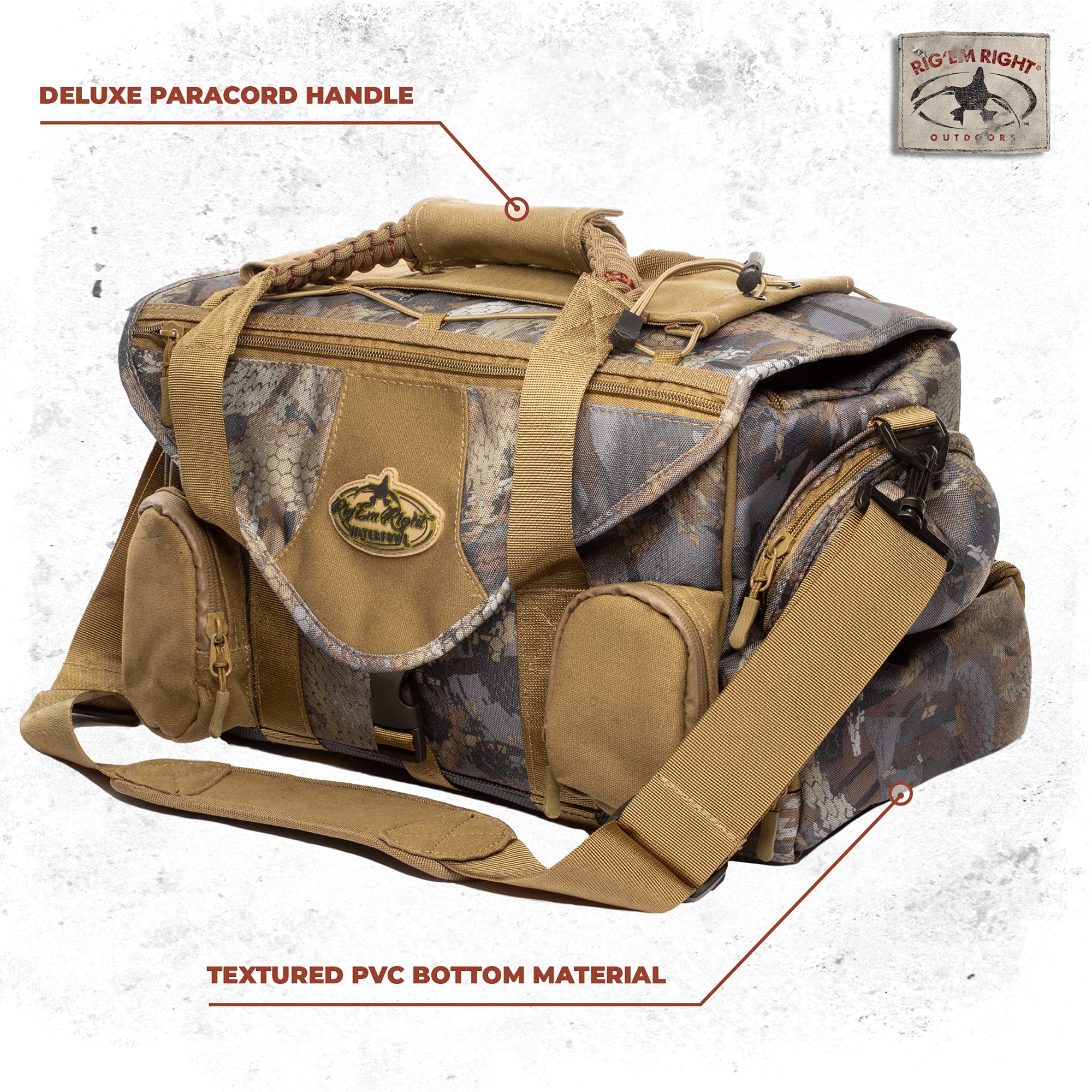 Rig'Em Right bag features weather-resistant zippers protecting gear in rain.