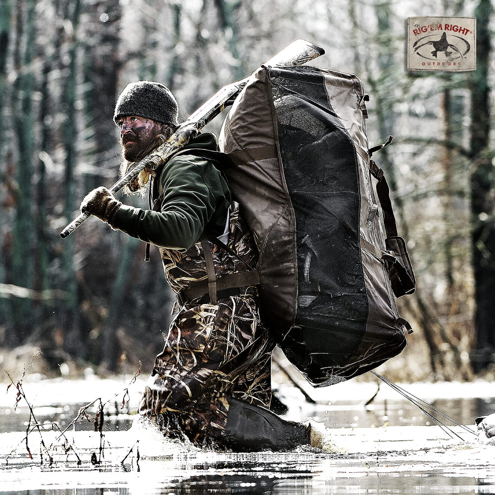 Rig'Em Right bag wide mouth for easy decoy stuffing.