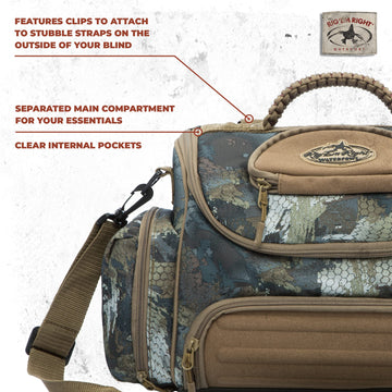 Rig'Em Right bag features a drink holder pocket for hydration on the move.
