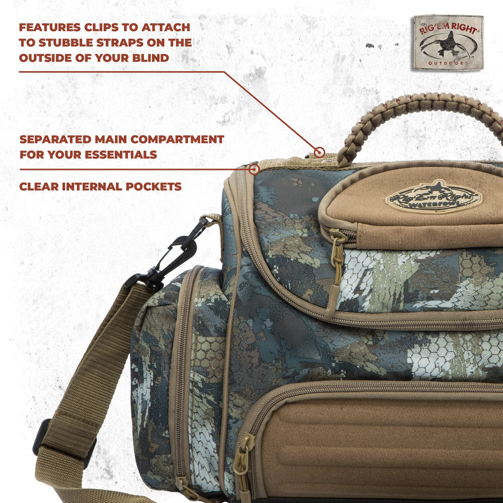 Rig'Em Right bag features a drink holder pocket for hydration on the move.