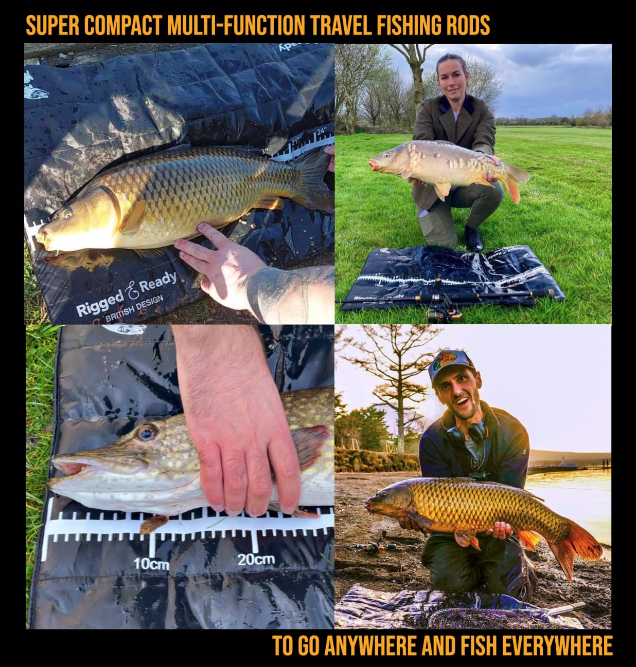 Oxford nylon fabric with cm and inch fish measure on the mat