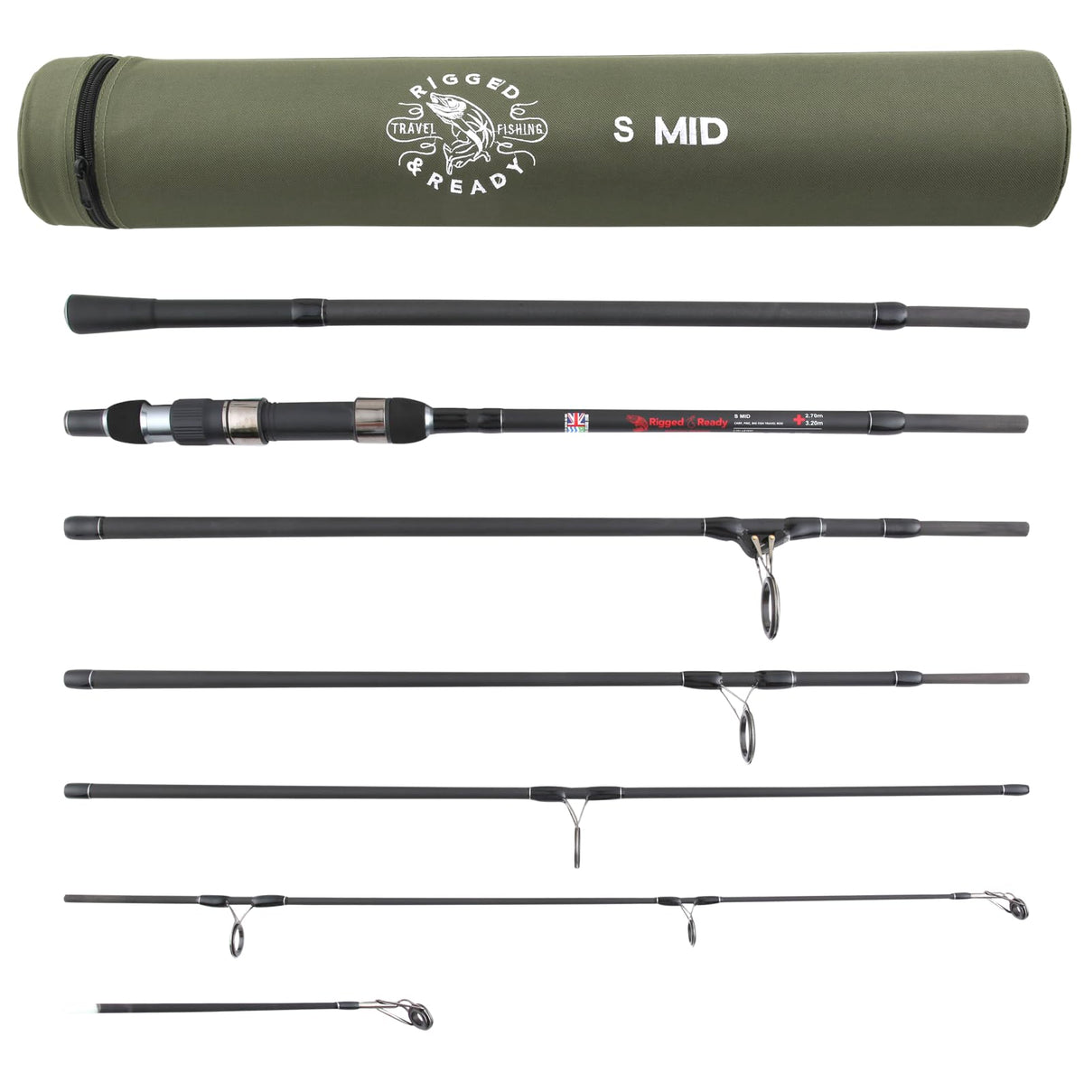 Rigged & Ready S Mid Smuggler 320cm rod for powerful freshwater and light sea angling on the go.