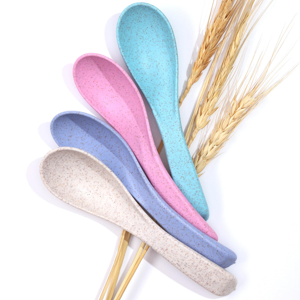 Rightitem Wheat Straw Travel Spoons four-piece set for on-the-go meals