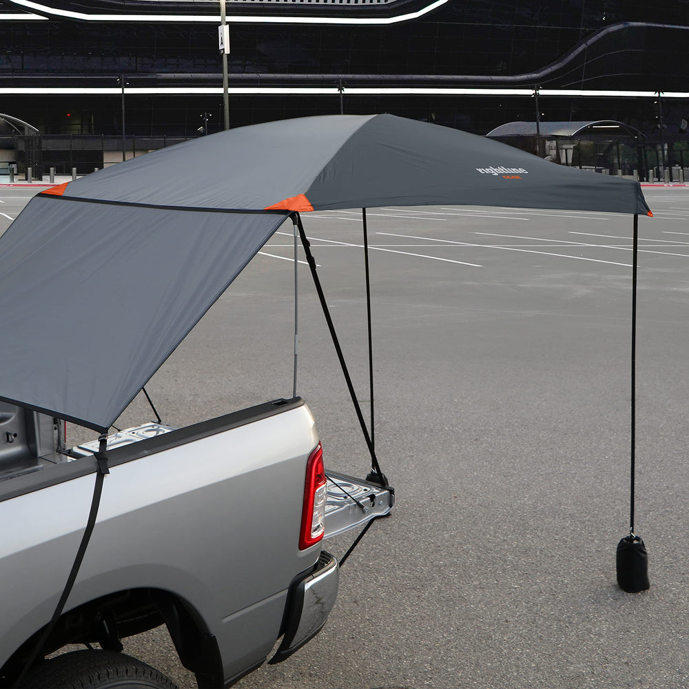 Rightline Gear stadium-parking-shade-blue-view provides compact shade at games.